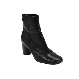 Sandro Womens Back Zip Block Heel Round Toe Booties Black Leather Size 39